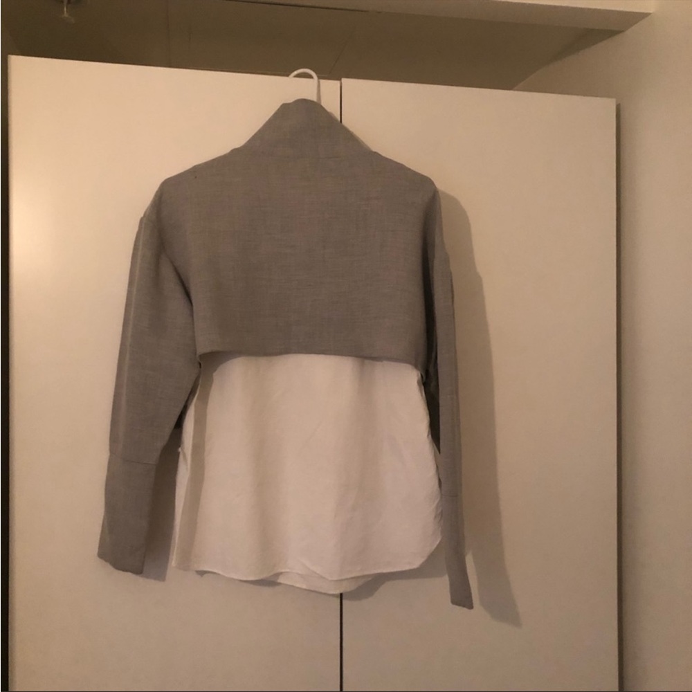 Zara really cool grey crop shirt with attached white button down.  Size medium. - Picture 5 of 10